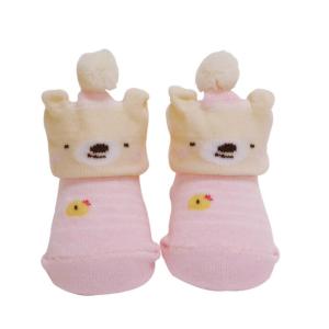 anano cafe AC.ベビーカップベアソックス 新生児 ボーダーピンク アナノカフェ 立体 ソックス ベビー 靴下 赤ちゃん モンスイユ くま 7-8cm