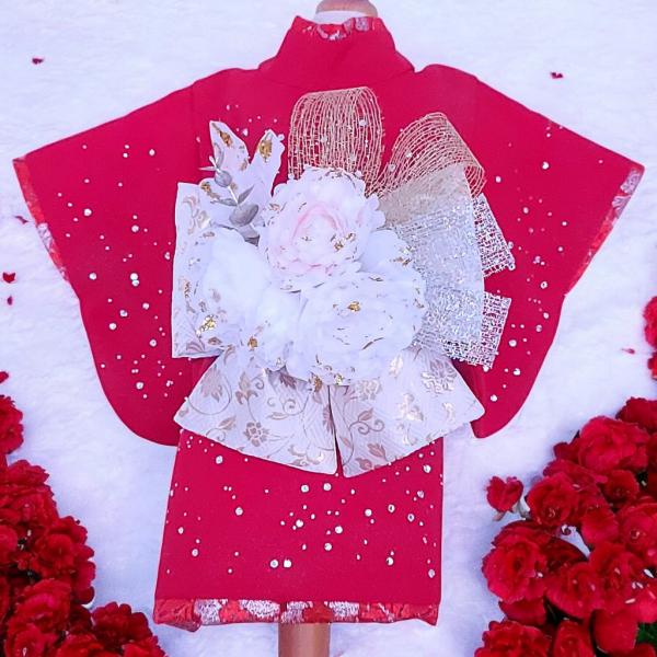 オーダーメイド犬服ペットの着物紅椿の雅（帯電防止加工裏地つき）