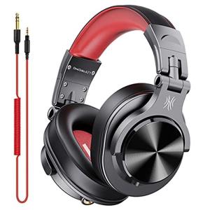 OneOdio DJ用 有線 ヘッドホン マイク付き モニターヘッドホン 密閉型 楽器練習 宅録 DTM A71 レッド