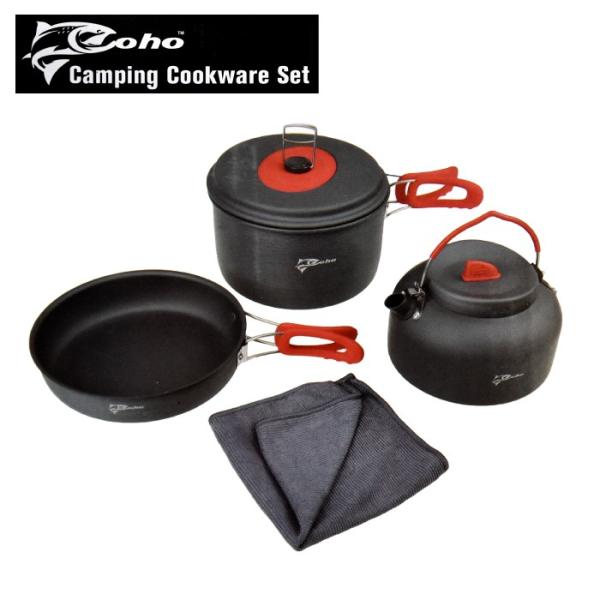 キャンプ 鍋 アルミクッカー コンパクト アルミ アウトドア フィッシング 登山  調理器具  ポッ...