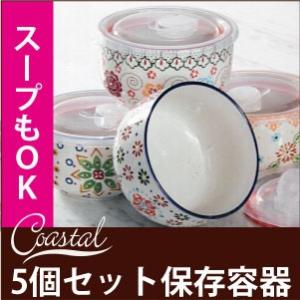 coastal 保存容器 5セット フタ付き容器 陶器 冷蔵庫 冷凍庫 電子レンジ 使用可能 かわい...