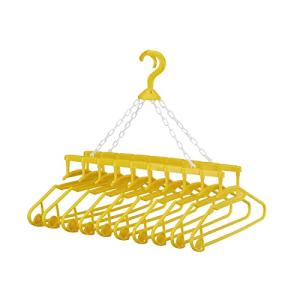 アーネスト 【日本製】 洗濯ハンガー 10連式 (筒状の物もかけられる/首周りが伸びにくい) 幸福の黄色いハンガー 大手飲食店愛用ブランド A-751｜cherrype