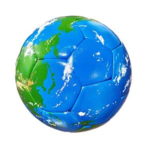 ほぼ日のアースボール PLAY サッカーボールタイプのアースボール。アプリをかざすと地球の「今」がリアルタイムに見える地球儀です。直径約22cm 5号｜cherrype