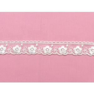 Lace-084 エンブロイダリーレース【4003】 オフホワイト チュール24mm
