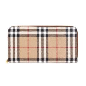 バーバリー 長財布 キャンバス チェック/ブラウン 80845151 BURBERRY バーバリー 財布 メンズ レディース ラウンド