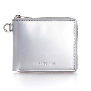 バレンシアガ BALENCIAGA 財布 レディース メンズ 二つ折り財布 シルバー ESSENTIAL エッセンシャル SMALL WALLET WITH STRAP 664043 23VGY 8160 SILVER/BLACK｜chgardens