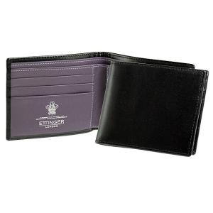エッティンガー ETTINGER 財布 メンズ 二つ折り財布 ブラック BILLFOLD WITH 6 C/C ST030CJR BLACK/PURPLE PURPLE/STERLING COLLECTION