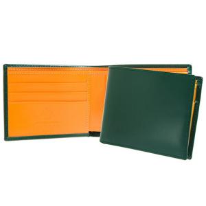 ETTINGER レザー長財布 グリーン×イエロー ETTINGER（エッティンガー） 財布 二つ折り財布（マネークリップ