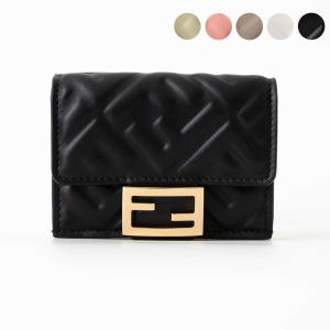 FENDI FFダイヤモンド 三つ折り財布 ブラック 極美✨FENDI 三つ折り財布 コンパクト FF ダイヤモンド レザー