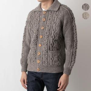 INVERALLAN インバーアラン 長袖ニットカーディガン ARAN V NECK