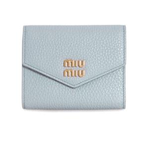 ミュウミュウ MIU MIU 財布 レディース 三つ折り財布 ダスティブルー VITELLO DAINO SMALL LEATHER WALLET 5MH040 2DT7 F0591 FIORDALISO｜chgardens