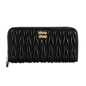 ミュウミュウ MIU MIU 財布 レディース ラウンドファスナー長財布 ブラック MATELASSE マテラッセ ZIP AROUND WALLET 5ML506 2FPP F0002 NERO｜chgardens