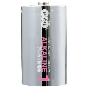 （まとめ） TANOSEE アルカリ乾電池 単1形 1パック（2本） 〔×15セット〕｜chibamart