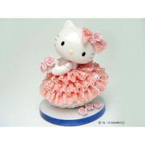 HeLLo Kitty ハローキティ レースドール/陶製人形 〔ピンク〕 磁器 高さ14×ベース径11cm 日本製〔代引不可〕｜chibamart