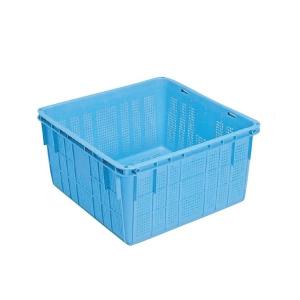 〔5個セット〕プラスケット/網目ボックス 〔No.1150 金具付き〕 ブルー スタッキング金具使用時：段積み可