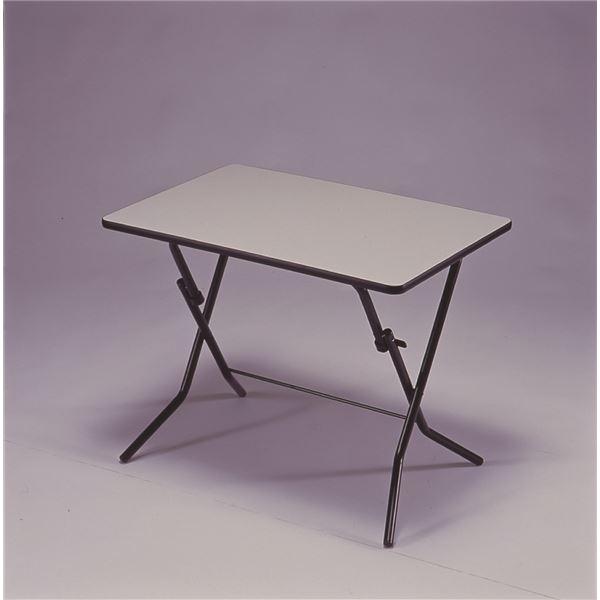 折りたたみテーブル 〔幅90cm ニューグレー×ブラック〕 日本製 スチールパイプ〔代引不可〕