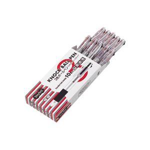 (まとめ) TANOSEE ノック式油性3色ボールペン（なめらかインク） 極細 0.5mm 1セット...