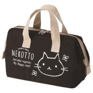(まとめ) がま口型ランチバッグ/お弁当袋 〔ダブルファスナー〕 ポケット付き 『ねこっと』 〔60個セット 〕