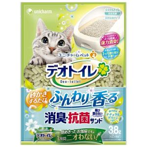 (まとめ）デオトイレ ふんわり香る消臭・抗菌サンド ナチュラルグリーンの香り 3.8L （ペット用品)〔×4セット〕｜chibamart