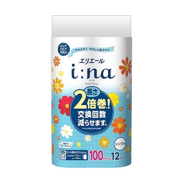 （まとめ）大王製紙 エリエールi：na（イーナ）トイレットティシュー シングル 芯あり 100m 1...