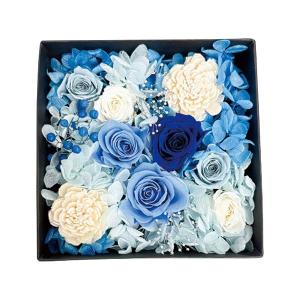 アークフラワースタジオ プリザーブドフラワー ジャルダン・フルリ ブルー 〔高級感のある紙製ボックスの・洗練された繊細さと美しさを表現〕 1052-016