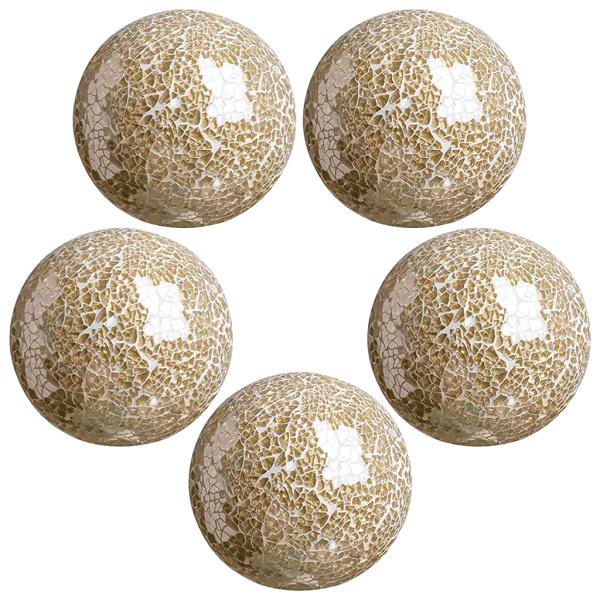 ゴールド5ピース モザイク球ボール ダイニングテーブルの装飾ガラスボール球のモザイク