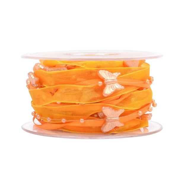 オレンジ オーガンザのリボン 蝶のリボンのギフト包装リボンの結婚式