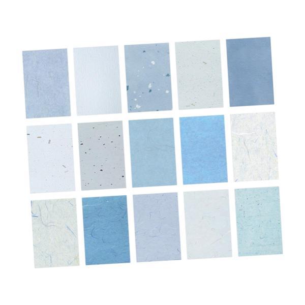 15x スクラップブック紙 ソリッドカラー カード作成用特殊紙 DIY アートクラフト ブルー