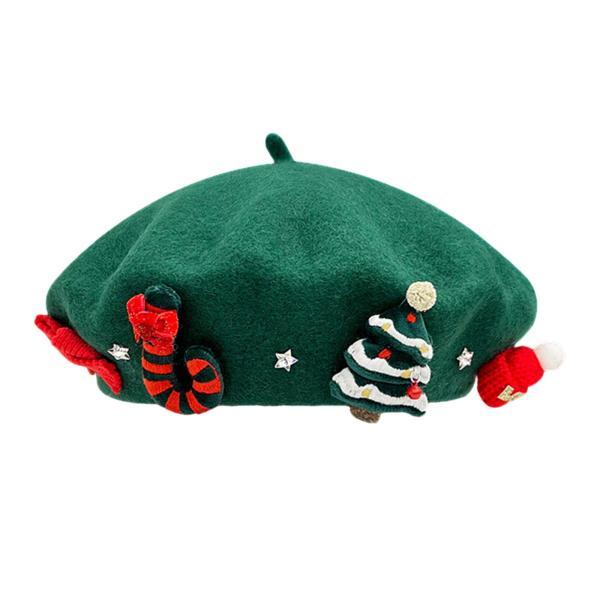 クリスマスベレー帽ソフト暖かいペインターハットホリデー新年誕生日ギフトグリーン
