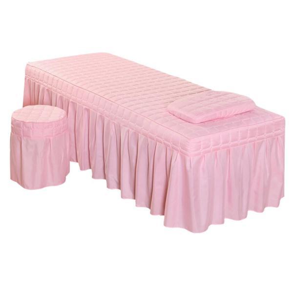 ソフト ビューティー マッサージ ベッド シーツ 枕カバーとスツール カバー付き ピンク