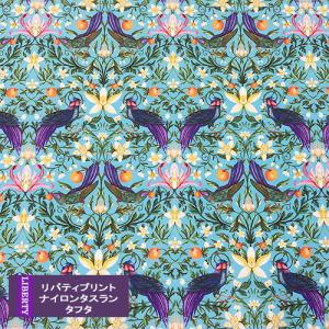 リバティプリント 《22ss/ナイロンタスランタフタ》 フォービドゥンフルーツ （水色系　SD20C）ForbiddenFruits 36302100-sd20c　ナイロン100％　生地