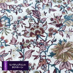 リバティプリント【タナローン/エターナル】Christelle（クリステル）白地茶　3638028WE(10cm単位)