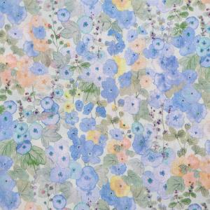 リバティプリント【タナローン/エターナル】ホリーホックス（ブルー　XE）Hollyhocks　363j6804-xe