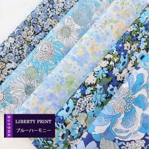 カットクロス　＜サマーハーモニー＞　ブルー系　花  　LIBERTY　 はぎれ 5種類セット　 約30×25cm　リバティプリント　ハンドメイド
