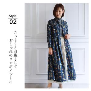Y襟デザイン長袖ワンピース <アマースト>ネイ...の詳細画像5