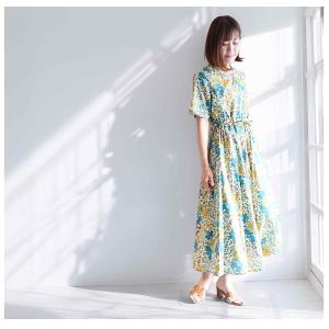 リバティ 半袖ワンピース スタンドカラー <エ...の詳細画像1