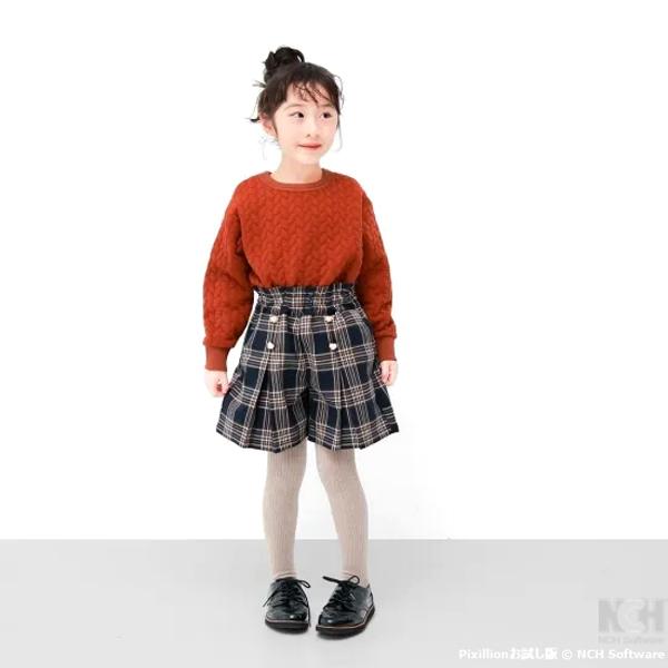 キュロットスカート コペック 紺 チェック 女児