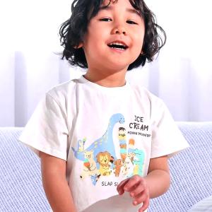 創業72周年価格 半袖Ｔシャツ SLAP SLIP 白 恐竜プリント 男児