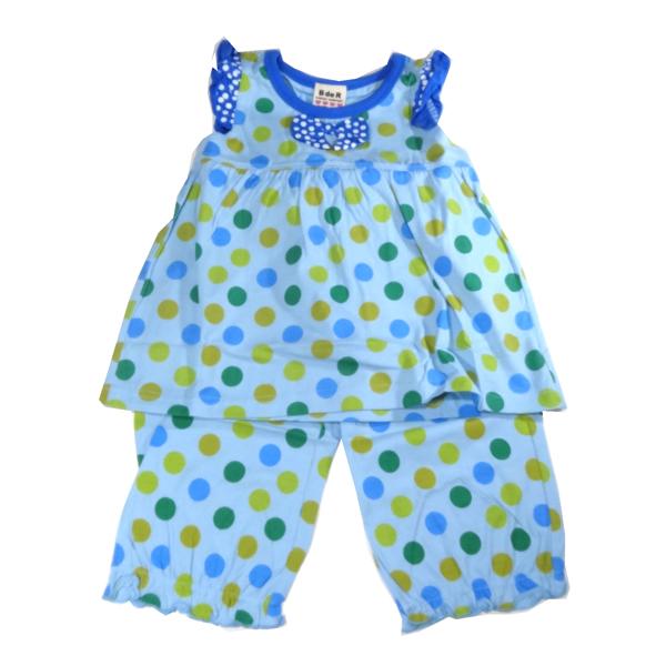 送料無料 パジャマ bebe  B de R 青 ドット リボン 女児