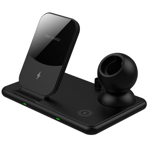 4in1 ワイヤレス 充電ステーション スマホ スマートウォッチ イヤホン Qi 充電器 チー 縦置...