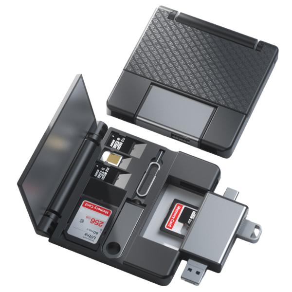 万能データハブ 7in1マルチカードリーダー＆メモリー収納ボックス 写真・動画の共有 ◇CH-PF-...