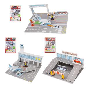 つくろうマイタウン 空港　３個セット（成近屋）おもちゃ　玩具　組み立て　３D　ドールハウス　立体パズル｜おもちゃ屋チカトーイ