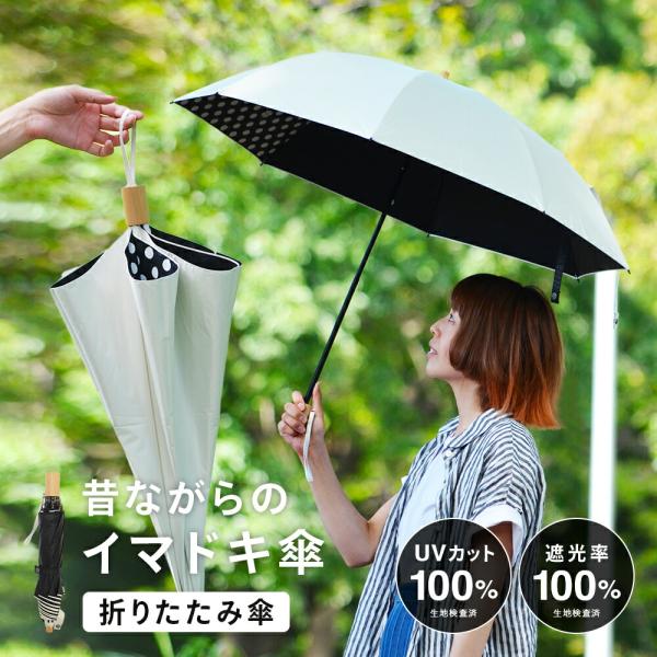 1/20発売 傘 晴雨兼用傘 シッククローバードットクローバー柄 折りたたみ傘 ホワイト 親骨50c...