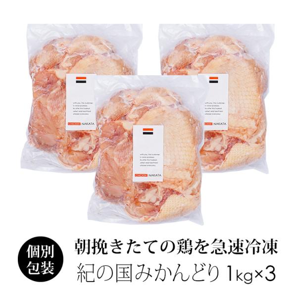 鶏肉 国産 紀の国みかんどり もも肉 3kg 業務用 (冷凍) 1kg×3袋