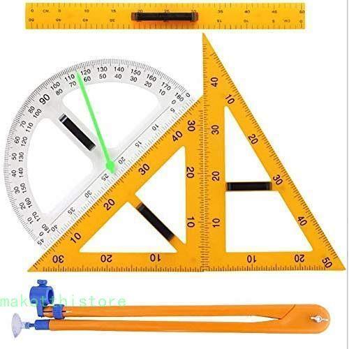 教育定規セット、トライアングルコンパス分度器測定定規数学ジオメトリツール、変形しにくく強力マグネット...