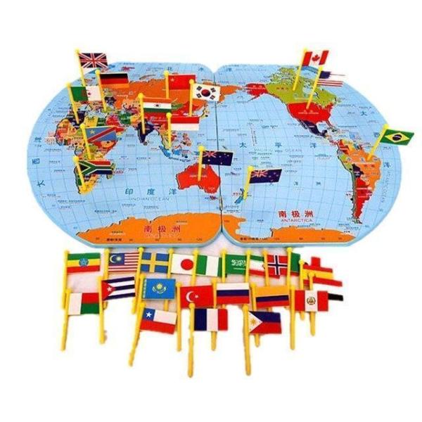 世界地図 モンテッソーリ 地理 国旗 知育玩具 教育 幼児 パズル 赤ちゃん
