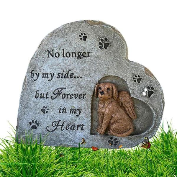 犬のメモリアルギフト | ペットメモリアル庭石 | ハート型ペット墓標 墓地の裏庭用、ペットを亡くし...