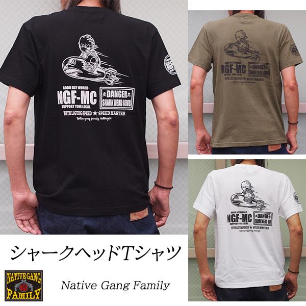 NATIVE GANG FAMILY ネイティブギャングファミリー　シャークヘッドTシャツ　NGF4...