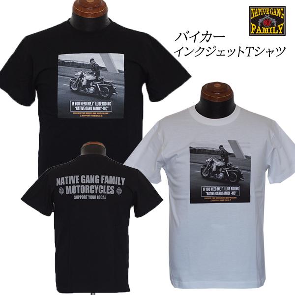 NATIVE GANG FAMILY ネイティブギャングファミリーバイカー　インクジェットTシャツ　...