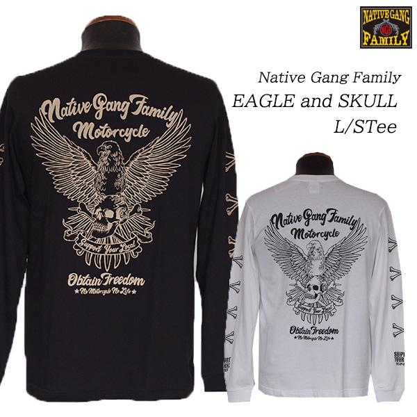 NATIVE GANG FAMILY ネイティブギャングファミリー　イーグルスカルリブ付きロンT  ...